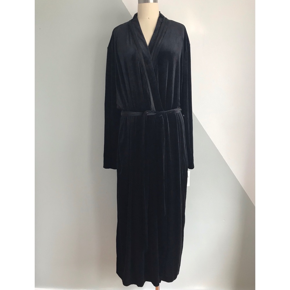⋒ NWT! Oscar De La Renta Black Velvet Robe Size 3X